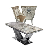 Bentley Mix Brown Marble Dining Table with Roma Chairs - Pendle Village Furniture